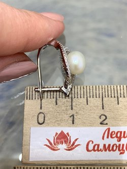 *Серьги Белый Жемчуг арт. PI-E00605-X-W-PN-X-W-671 вес 5,54 г - фото 193589