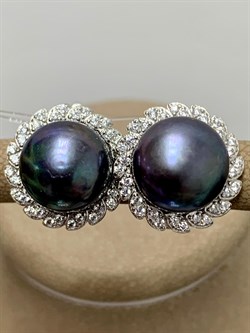 *Серьги Черный Жемчуг арт. PI-E02300-X-W-PNB-X-W-846 вес 7,71 г - фото 193615