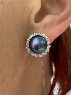 *Серьги Черный Жемчуг арт. PI-E02300-X-W-PNB-X-W-846 вес 7,71 г - фото 193616