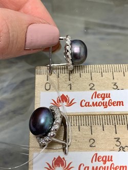 *Серьги Черный Жемчуг арт. PI-E02300-X-W-PNB-X-W-846 вес 7,71 г - фото 193617