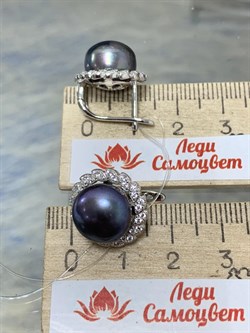 *Серьги Черный Жемчуг арт. PI-E02300-X-W-PNB-X-W-846 вес 7,71 г - фото 193618