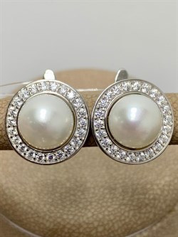 *Серьги Белый Жемчуг арт. PI-E00150-X-W-PN-X-W-372 вес 5,92 г - фото 193633