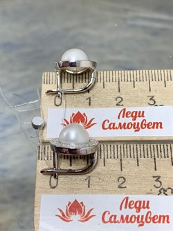 *Серьги Белый Жемчуг арт. PI-E00150-X-W-PN-X-W-372 вес 5,92 г - фото 193636