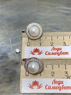 *Серьги Белый Жемчуг арт. PI-E00150-X-W-PN-X-W-372 вес 5,92 г - фото 193637