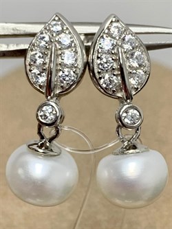 *Пусеты Белый Жемчуг арт. PI-E02442-X-W-PN-X-W-219 вес 3,31 г - фото 193725