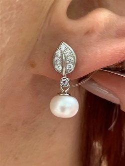 *Пусеты Белый Жемчуг арт. PI-E02442-X-W-PN-X-W-219 вес 3,31 г - фото 193726