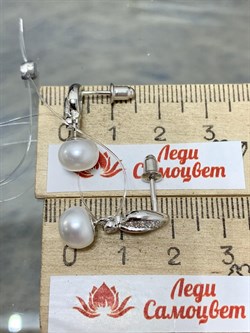 *Пусеты Белый Жемчуг арт. PI-E02442-X-W-PN-X-W-219 вес 3,31 г - фото 193727