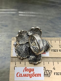 *Кольцо р.17 Гибискус Марказит арт HR0633-088 вес 22.48 г - фото 193990