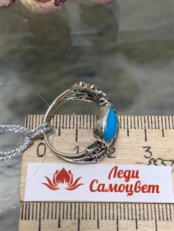 *Кольцо р.18 Змейка Марказит Бирюза арт. HR668-449 (вес 6,45 г) - фото 193997