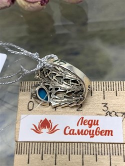 *Кольцо р.18 Змейка Марказит Бирюза арт. HR668-449 (вес 6,45 г) - фото 193999