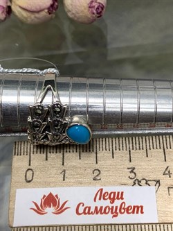 *Кольцо р.18 Змейка Марказит Бирюза арт. HR668-449 (вес 6,45 г) - фото 194004