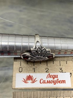 *Кольцо р.16 Микс Марказит Гранат Пироп арт. HR1640-993 (вес 4,44 г) - фото 194094