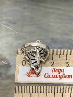 *Кольцо р.16 Микс Марказит Гранат Пироп арт. HR1640-993 (вес 4,44 г) - фото 194095