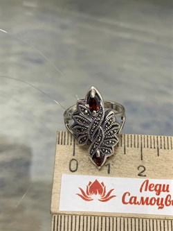 *Кольцо р.16 Микс Марказит Гранат Пироп арт. HR1640-993 (вес 4,44 г) - фото 194096