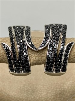 *Серьги Черный Фианит Микро Вставки арт. CZ-E00838-X-WB-X-X-B-848 вес 5,09 г - фото 194151