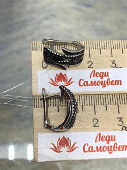 *Серьги Черный Фианит Микро Вставки арт. CZ-E00838-X-WB-X-X-B-848 вес 5,09 г - фото 194156