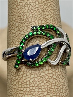 *Кольцо р.18,5 Сапфир Цаворит арт. SM-R02912-X-WB-SAP-X-Gg-149 вес 4,36 г - фото 194245 *Кольцо р.18,5 Сапфир Цаворит арт. SM-R02912-X-WB-SAP-X-Gg-149 вес 4,36 г - фото 194245