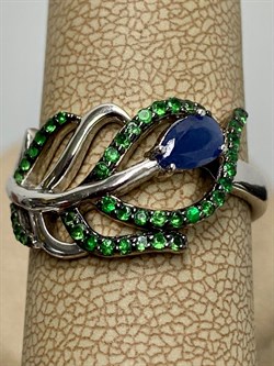 *Кольцо р.18,5 Сапфир Цаворит арт. SM-R02912-X-WB-SAP-X-Gg-149 вес 4,36 г - фото 194248 *Кольцо р.18,5 Сапфир Цаворит арт. SM-R02912-X-WB-SAP-X-Gg-149 вес 4,36 г - фото 194248