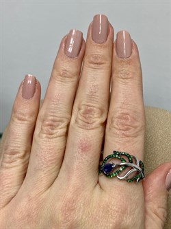 *Кольцо р.18,5 Сапфир Цаворит арт. SM-R02912-X-WB-SAP-X-Gg-149 вес 4,36 г - фото 194249 *Кольцо р.18,5 Сапфир Цаворит арт. SM-R02912-X-WB-SAP-X-Gg-149 вес 4,36 г - фото 194249