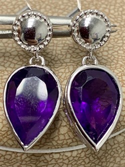 *Серьги Пусеты Аметист арт. SM-E00737-X-W-Pur-X-X-340 вес 3,96 г - фото 194280 *Серьги Пусеты Аметист арт. SM-E00737-X-W-Pur-X-X-340 вес 3,96 г - фото 194280