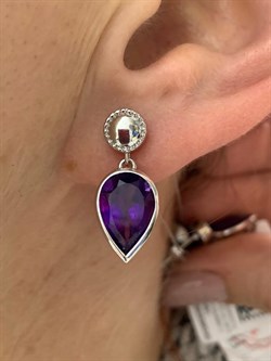 *Серьги Пусеты Аметист арт. SM-E00737-X-W-Pur-X-X-340 вес 3,96 г - фото 194281 *Серьги Пусеты Аметист арт. SM-E00737-X-W-Pur-X-X-340 вес 3,96 г - фото 194281