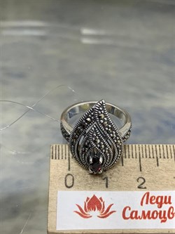 *Кольцо р.16,5 Марказит Гранат Пироп арт. HR601-857 (вес 7,07 г) - фото 194384