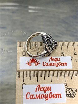 *Кольцо р.16,5 Марказит Гранат Пироп арт. HR601-857 (вес 7,07 г) - фото 194385