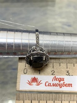 *Кольцо р.18 Марказит Корунд Коричневый Сапфир арт. M101226-340 вес 4,42 г - фото 194402