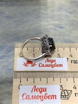 *Кольцо р.18 Марказит Корунд Коричневый Сапфир арт. M101226-340 вес 4,42 г - фото 194405