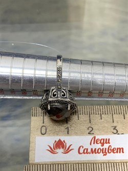 *Кольцо р.18 Марказит Корунд Коричневый Сапфир арт.M101226-425 вес 4,54 г - фото 194412