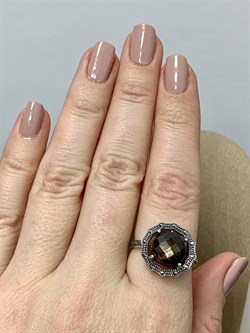 *Кольцо р.19 Марказит Корунд Коричневый Сапфир арт. M101226-579 вес 4,63 г - фото 194420