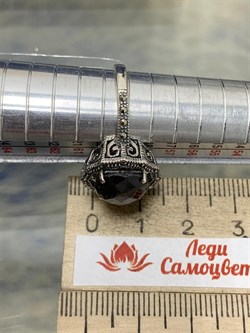 *Кольцо р.19 Марказит Корунд Коричневый Сапфир арт. M101226-579 вес 4,63 г - фото 194422