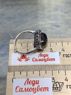 *Кольцо р.19 Марказит Корунд Коричневый Сапфир арт. M101226-579 вес 4,63 г - фото 194425