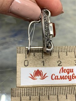 *Серьги Марказит Сердолик арт. HE139-256 (вес 12,66 г) - фото 194465