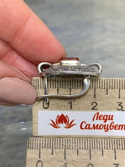 *Серьги Марказит Сердолик арт. HE139-256 (вес 12,66 г) - фото 194466