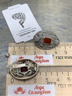 *Серьги Марказит Сердолик арт. HE139-256 (вес 12,66 г) - фото 194467