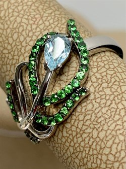 *Кольцо р.19 Топаз Цаворит арт. SM-R02912-X-WB-SBT-X-Gg-620, (вес 4,1 г) - фото 194851