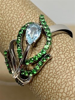 *Кольцо р.19 Топаз Цаворит арт. SM-R02912-X-WB-SBT-X-Gg-620, (вес 4,1 г) - фото 194852