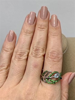 *Кольцо р.19 Топаз Цаворит арт. SM-R02912-X-WB-SBT-X-Gg-620, (вес 4,1 г) - фото 194855