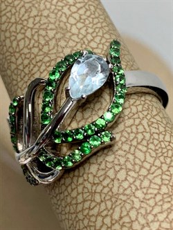 *Кольцо р.17,5 Топаз Цаворит арт. SM-R02912-X-WB-SBT-X-Gg-614 (вес 4,08 г) - фото 194862 *Кольцо р.17,5 Топаз Цаворит арт. SM-R02912-X-WB-SBT-X-Gg-614 (вес 4,08 г) - фото 194862