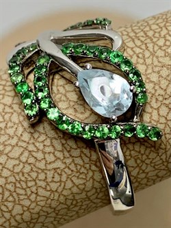 *Кольцо р.17,5 Топаз Цаворит арт. SM-R02912-X-WB-SBT-X-Gg-614 (вес 4,08 г) - фото 194863 *Кольцо р.17,5 Топаз Цаворит арт. SM-R02912-X-WB-SBT-X-Gg-614 (вес 4,08 г) - фото 194863