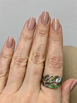 *Кольцо р.17,5 Топаз Цаворит арт. SM-R02912-X-WB-SBT-X-Gg-614 (вес 4,08 г) - фото 194865 *Кольцо р.17,5 Топаз Цаворит арт. SM-R02912-X-WB-SBT-X-Gg-614 (вес 4,08 г) - фото 194865