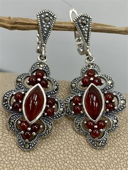 *Серьги Микс Марказит Сердолик арт. HE845-177 (вес 10,53 г) - фото 194935 *Серьги Микс Марказит Сердолик арт. HE845-177 (вес 10,53 г) - фото 194935
