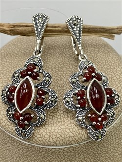 *Серьги Микс Марказит Сердолик арт. HE845-177 (вес 10,53 г) - фото 194936 *Серьги Микс Марказит Сердолик арт. HE845-177 (вес 10,53 г) - фото 194936