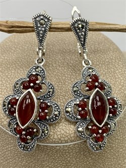 *Серьги Микс Марказит Сердолик арт. HE845-177 (вес 10,53 г) - фото 194937 *Серьги Микс Марказит Сердолик арт. HE845-177 (вес 10,53 г) - фото 194937