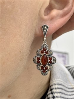 *Серьги Микс Марказит Сердолик арт. HE845-177 (вес 10,53 г) - фото 194938 *Серьги Микс Марказит Сердолик арт. HE845-177 (вес 10,53 г) - фото 194938