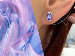 *Пусеты Танзанит арт. SM-E00679-X-W-TN-X-W-323 (вес 1,36 г) - фото 196569