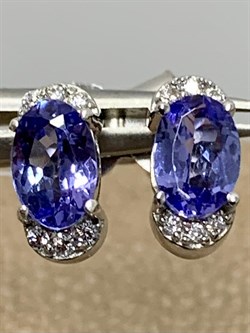 *Пусеты Танзанит арт. SM-E00679-X-W-TN-X-W-323 (вес 1,36 г) - фото 196570