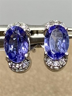 *Пусеты Танзанит арт. SM-E00679-X-W-TN-X-W-323 (вес 1,36 г) - фото 196571