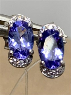 *Пусеты Танзанит арт. SM-E00679-X-W-TN-X-W-323 (вес 1,36 г) - фото 196574